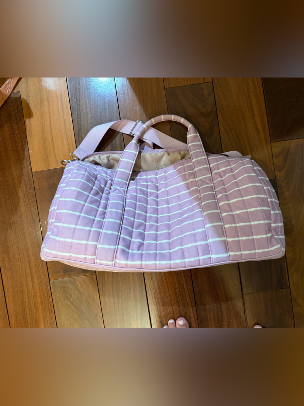 Small Quilted Pink Striped Tote Bag - girls
